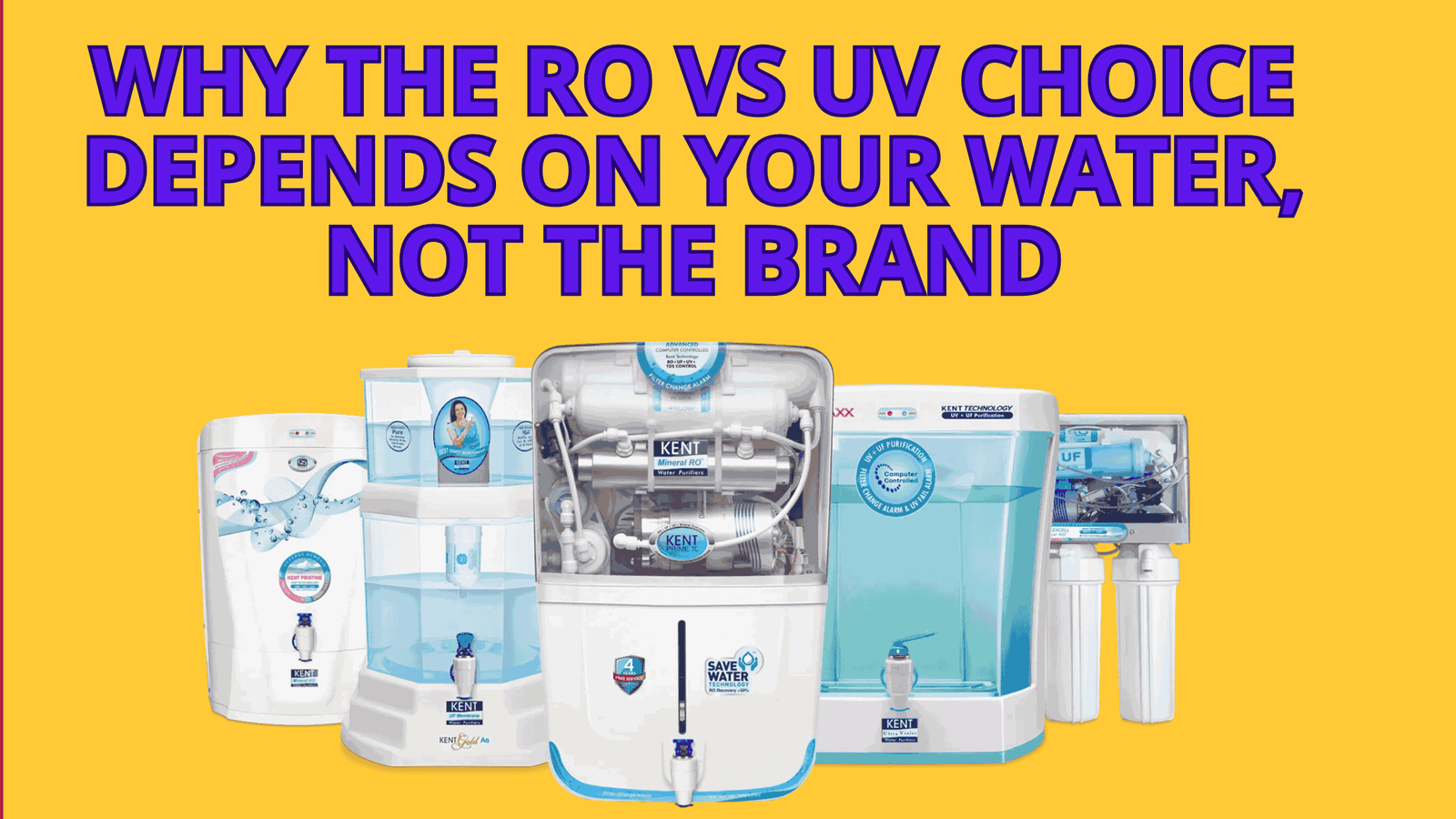 RO vs UV water purifier side-by-side comparison for home use