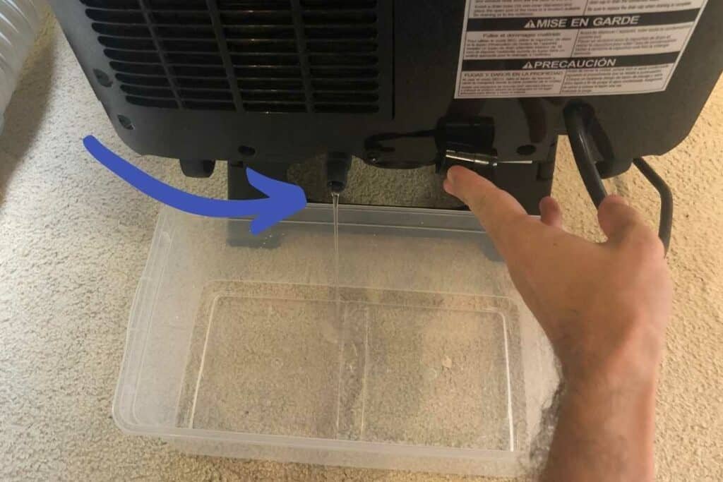 Portable air conditioner drain port and washable filter for home maintenance