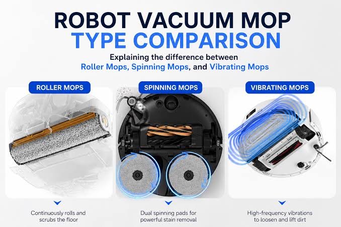 Comparison of basic and vibrating mop pad types on robot vacuum cleaners